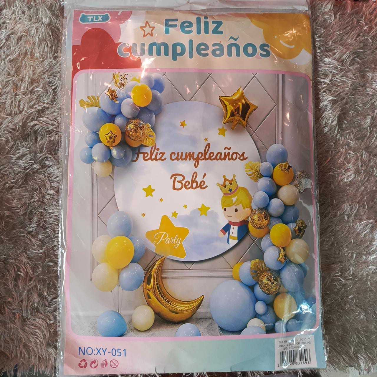 Set de Globos decoración completa con póster Feliz cumpleaños bebé. 215657