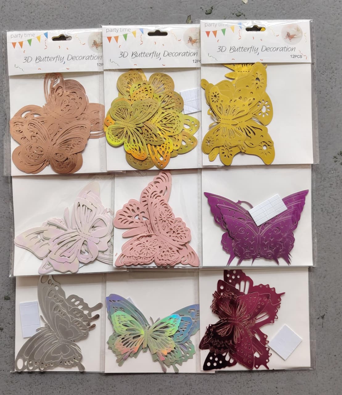 Paq. 12 mariposas 3D para decoración. DMA99