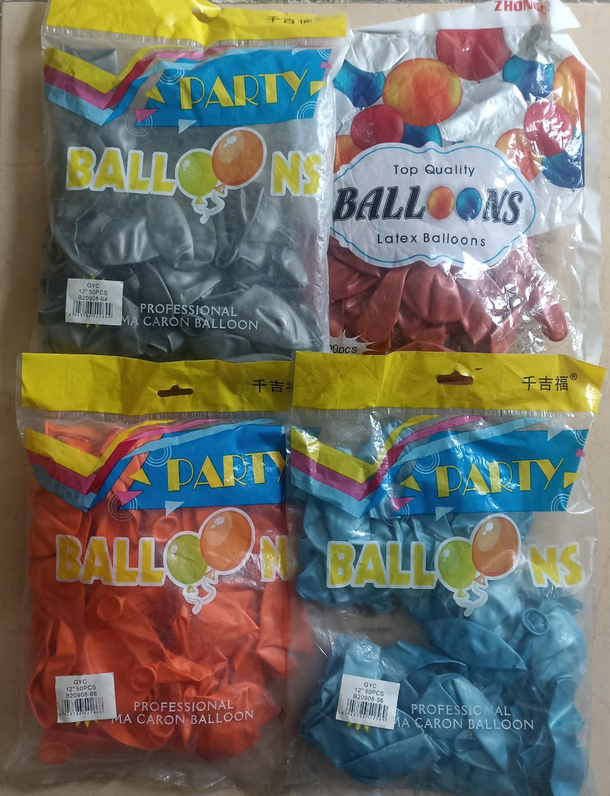 Paq. 50 globos de látex R12 metalizados. GM12