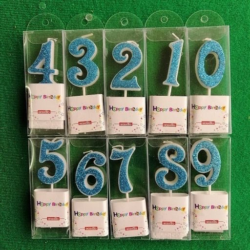 Velas escarchadas celestes serie 10pcs. 8101