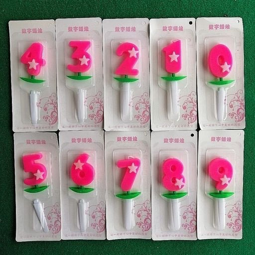 Velas número rosadas serie completa 10pcs. 8111