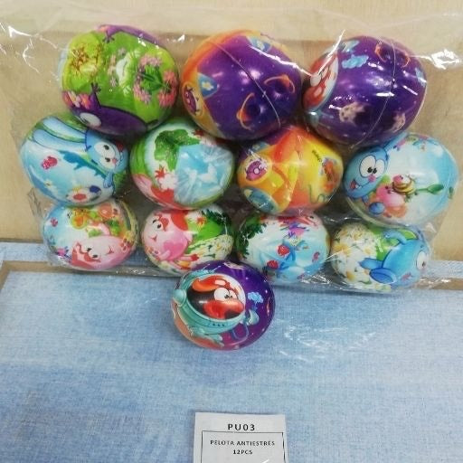 Pelota antiestrés pequeña animalitos espaciales. PU03