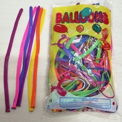 Paq. 100 globos largos de látex R25. TT5-6