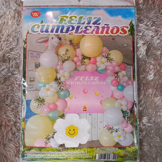 Set ed Globos decoración completa con póster Feliz cumpleaños. 215610
