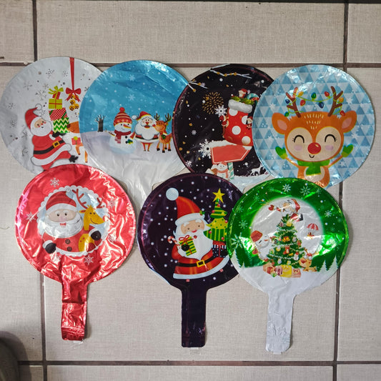 Paq. 10 globos 7" con portaglobos pequeños Navidad. GA7