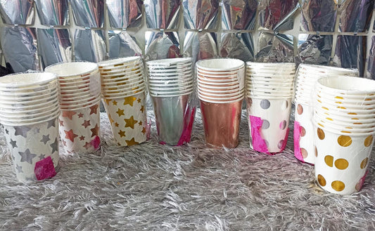 Vasos cartón brillantes x10. JDOS546