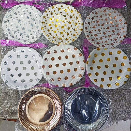 Platos cartón brillantes x10. JDOS535