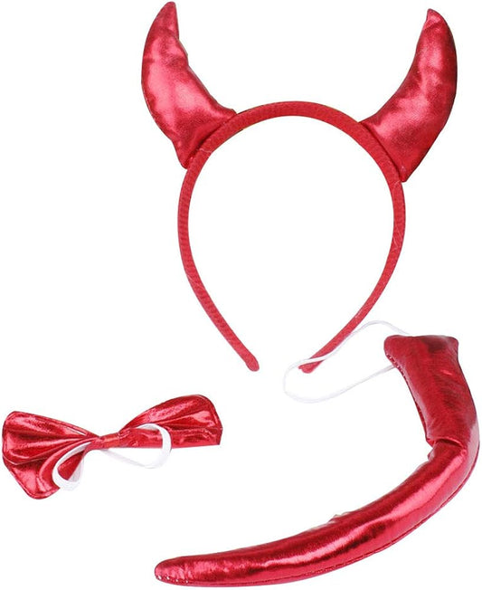 Diadema de diablita con lazo y cola. GJ317