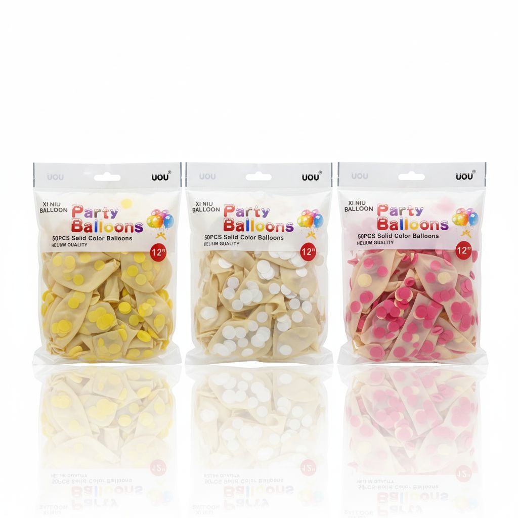 Paq. 10 globos R12 transparentes de látex con confeti. G221027