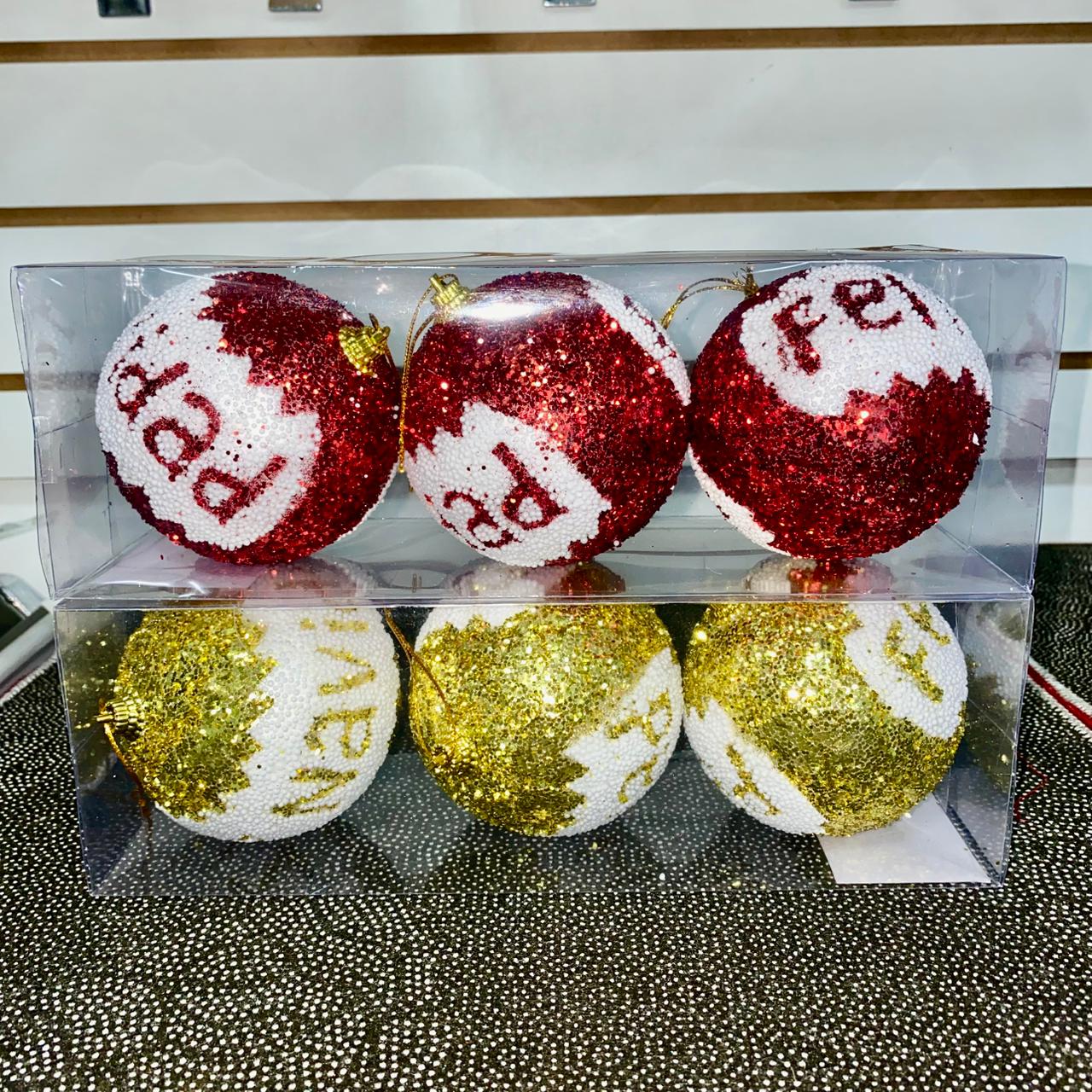 Set esfera navideña bombillos 3pcs 8cm. NAV453