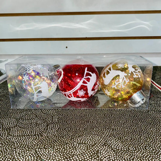 Set esferes navideña bombillos 3pcs 8cm. NAV229