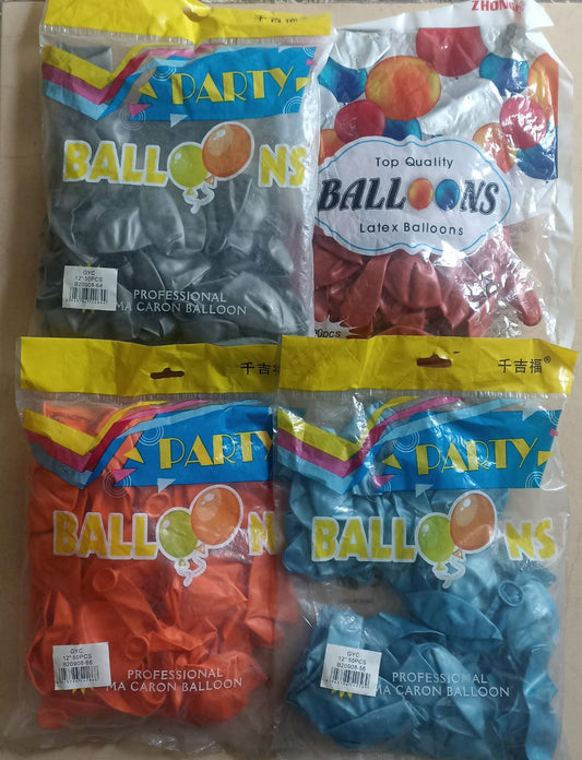 Paq. 50 globos de látex R12 metalizados. GM12