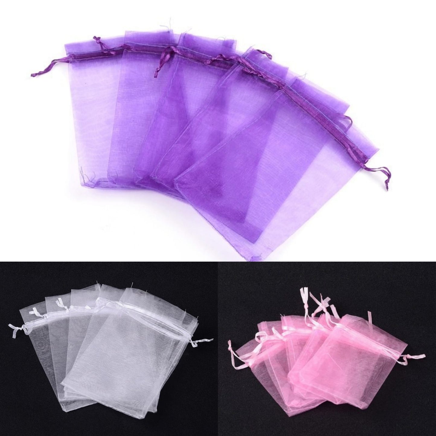 Funda de organza 10x15cm 12piezas. TUL001M