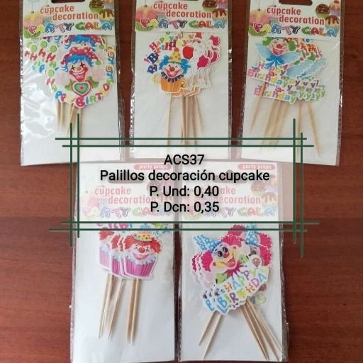 Toppers para cupcakes 6pcs. ACS37