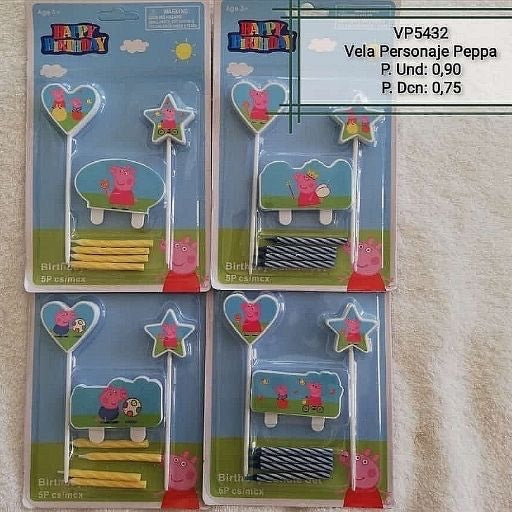 Velas con toppers Peppa Pig. VP5432