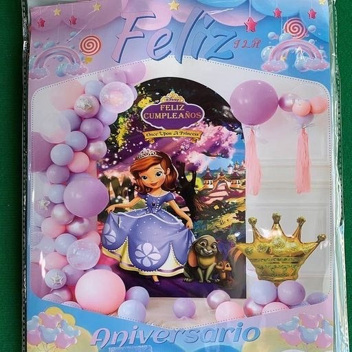 Set de globos decoración completa con póster Princesa Sofía. 13983