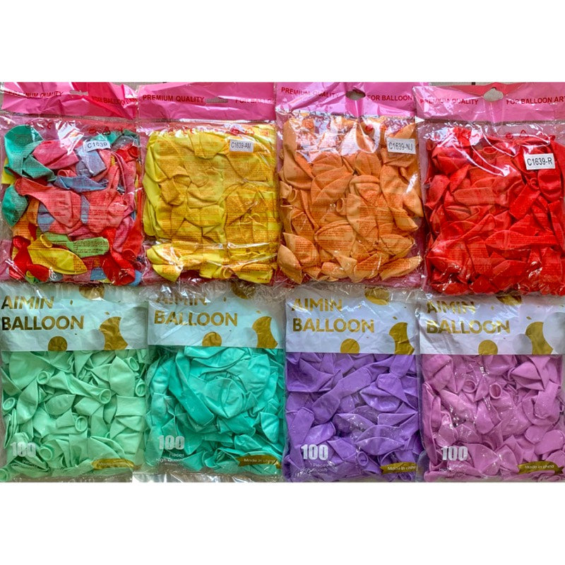 Paq. 100 globos de látex pasteles R10. C1639