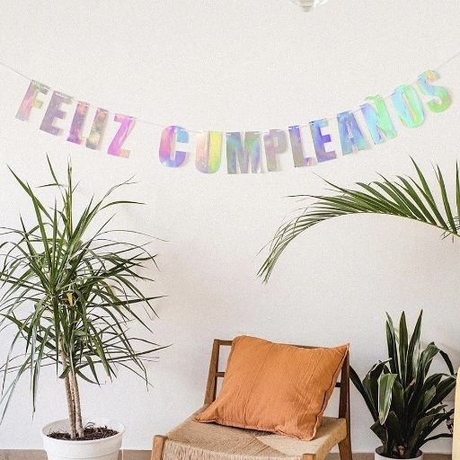 Guirnalda tornasol letras feliz cumpleaños. MJ114