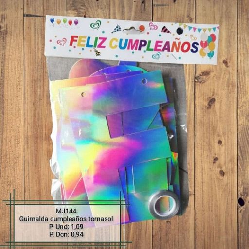 Guirnalda tornasol letras feliz cumpleaños. MJ114