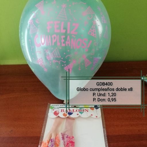 Globos dobles de látex con diseños de neón 8pcs. GDB400