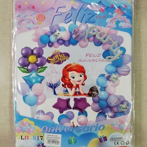 Set de globos decoración completa con póster Sofía y flor. 13985