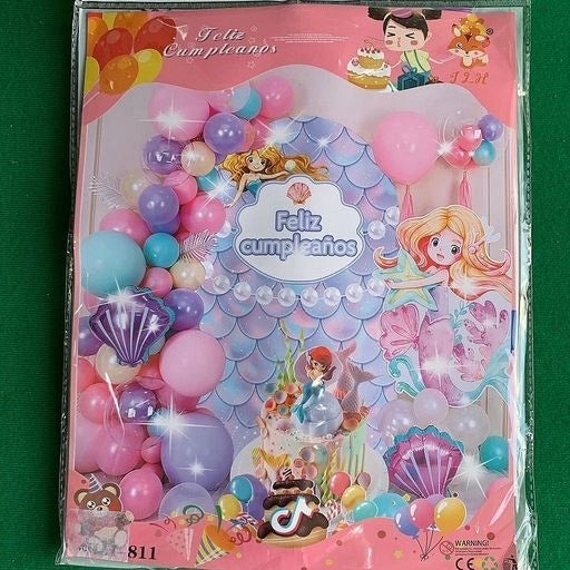 Set de Globos decoración completa con póster sirenas. 13997