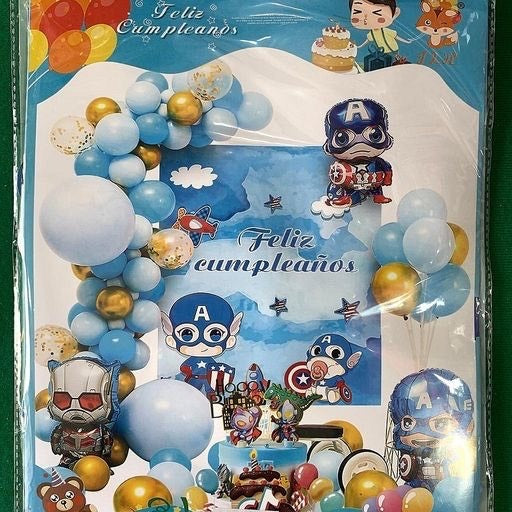 Set de globos decoración comp. con póster Capitán América. 13988