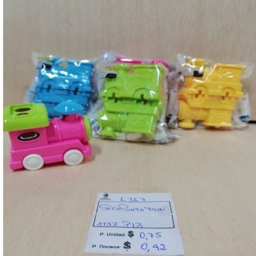 Sacapunta con forma de tren armable. L367