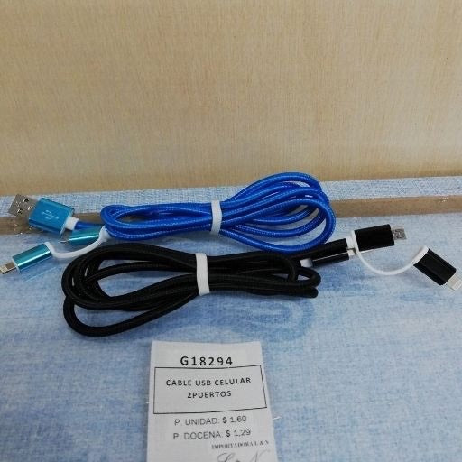 Cable USB 2 salidas en 1 para celulares. G18294