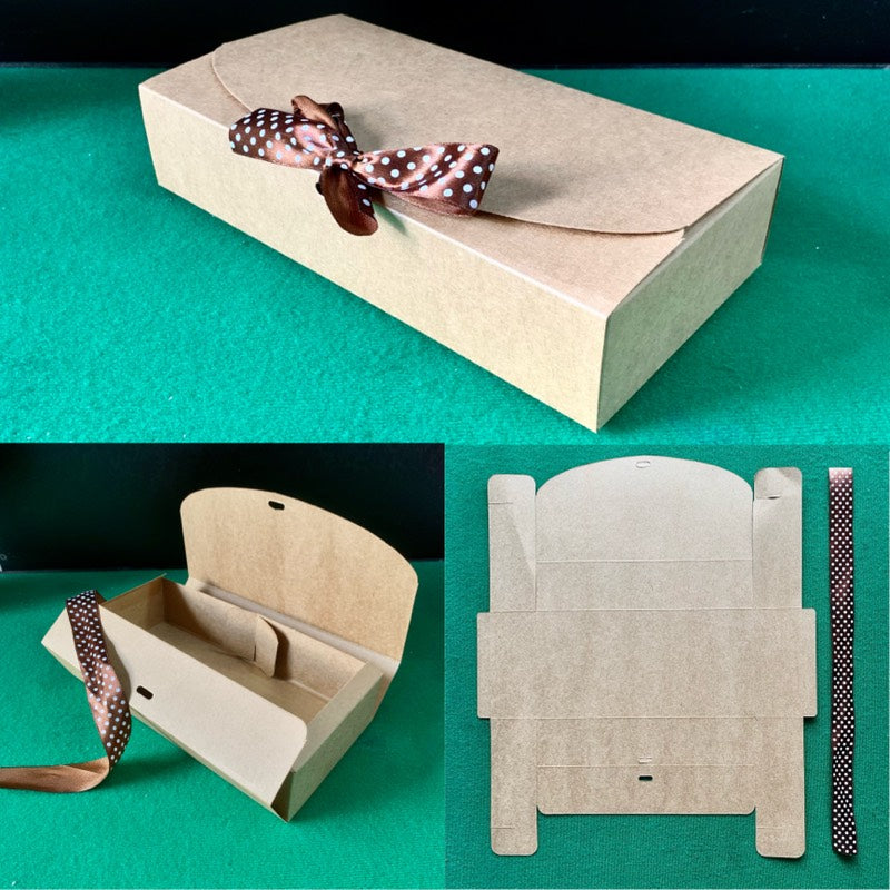 Caja rectangular pequeña manila con cinta 11,5x11,5x5cm. CAJ167P