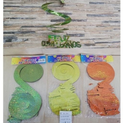 Guirnaldas tipo serpentina con frase feliz cumpleaños 6pcs. DL30