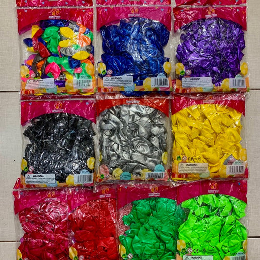 Paq. 100 globos de látex metalizados R8. GAM08