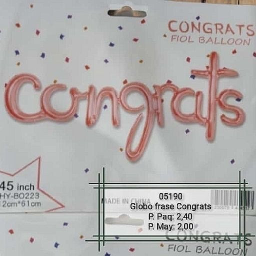 Globo frase Congrats. 05190