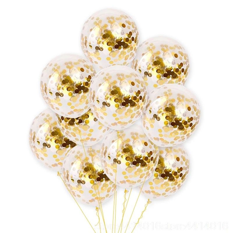 Paq. 10 globos R12 transparentes de látex con confeti. G221027