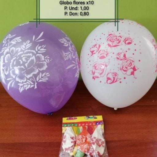 Globos de látex diseño flores 10pcs. GCU32