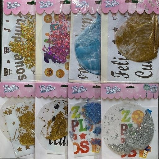 Globo burbuja con sticker y confeti talla 20 (35±3cm). M7703