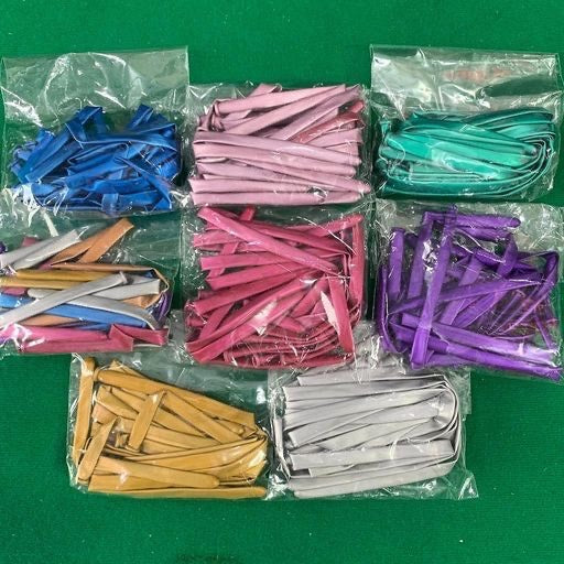 Paq. 10 globos largos R25 cromado. TT200