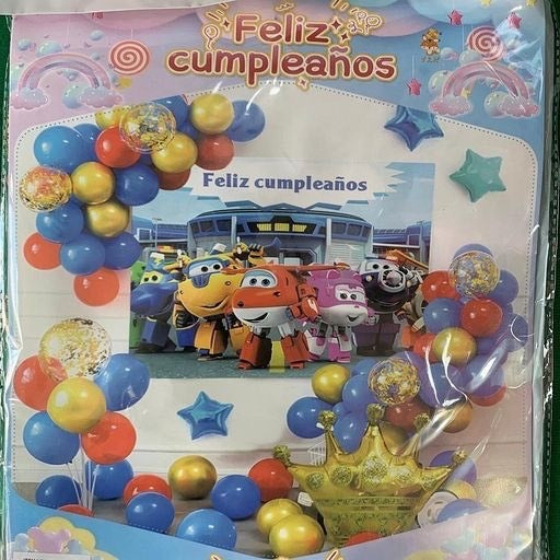 Set de globos decoración completa con póster aviones. 13991