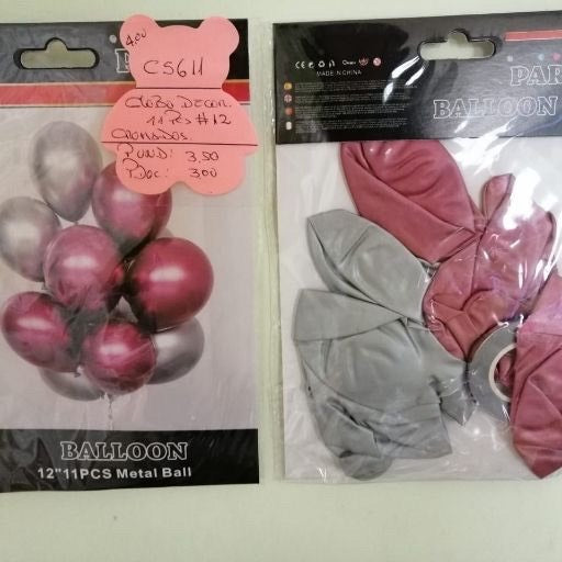 Globos de látex R12 metalizados para decoración 11pcs. C5611