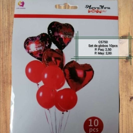 Set de globos te quiero mucho 10pcs. C5750