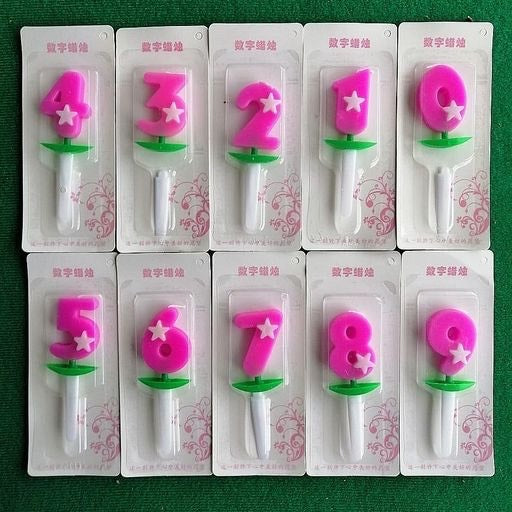 Velas número fucsias serie completa 10pcs. 8112